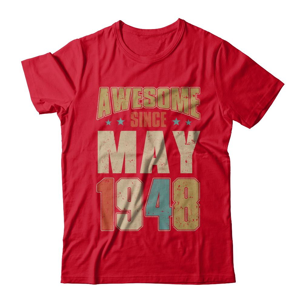 Vintage Retro Awesome Since May 1948 73th Birthday-T-Shirt & Hoodie-Premium T-Shirt-Red