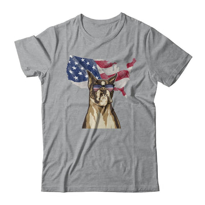 Funny Patriot Boxer Dog 4Th Of July American Flag-T-Shirt & Hoodie-Classic T-Shirt-Sport Grey