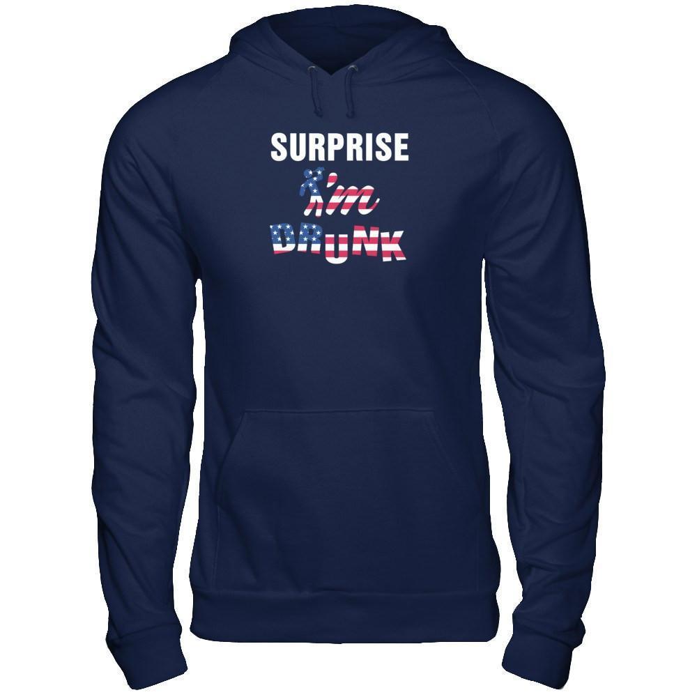 Surprise I'm Drunk 4Th Of July-T-Shirt & Tank Top-Pullover Hoodie-Navy