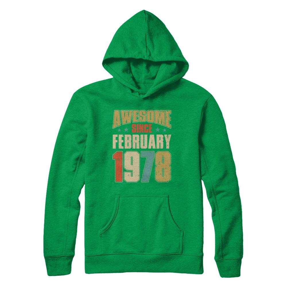 Vintage Retro Awesome Since February 1978 43th Birthday-T-Shirt & Hoodie-Pullover Hoodie-Irish Green