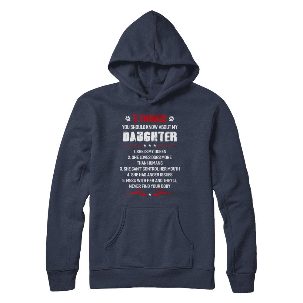 5 Things You Should Know About My Daughter Dogs Dad-T-Shirt & Hoodie-Pullover Hoodie-Navy