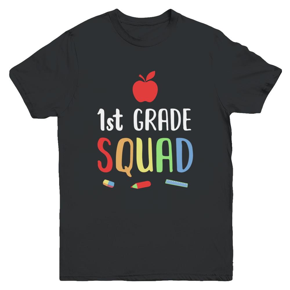 1st Grade Squad Back To School Teacher First Grade Youth-Youth Shirt-Youth T-Shirt-Black
