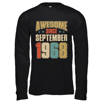 Vintage Retro Awesome Since September 1968 53th Birthday-T-Shirt & Hoodie-Long Sleeve T-Shirt-Black
