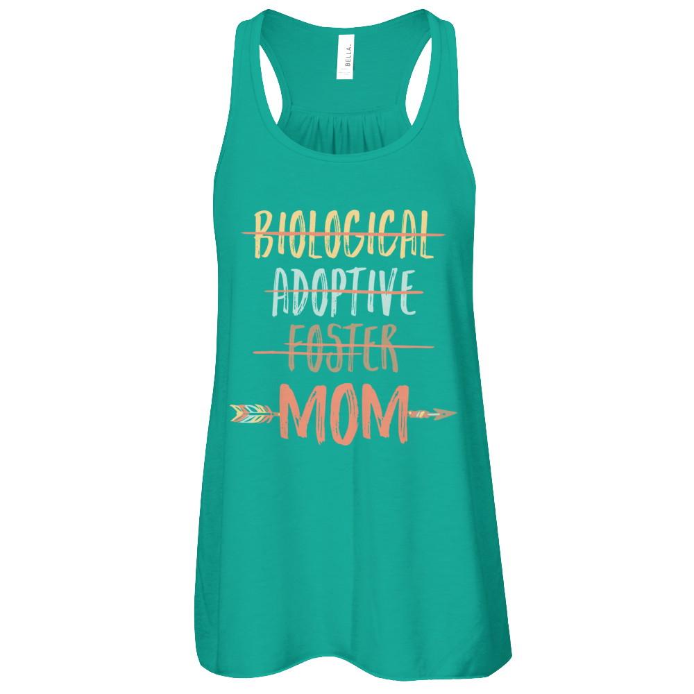 Not Biological Adoptive Foster Just Mom-T-Shirt & Tank Top-Women's Flowy Racerback Tank-Kelly