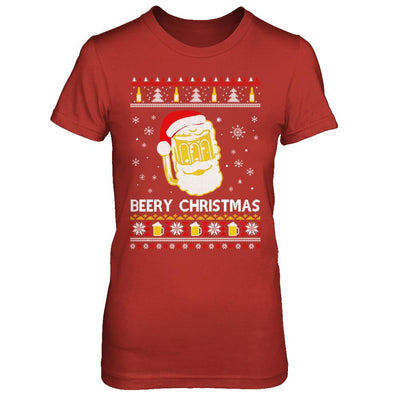 Beery Christmas Ugly Christmas Sweater Christmas Beer-T-Shirt & Sweatshirt-Women's T-Shirt-Red