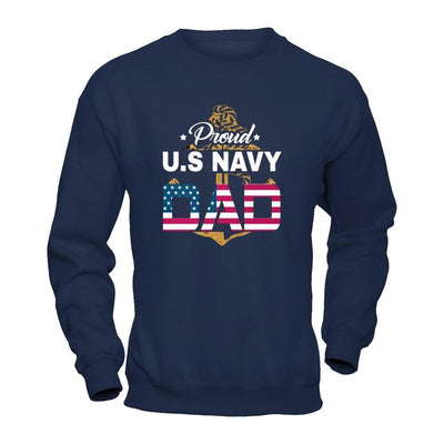 Proud US Navy Dad-T-Shirt & Hoodie-Crewneck Sweatshirt-Navy