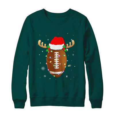 Santa Hat Football Reindeer Christmas Gifts-T-Shirt & Sweatshirt-Crewneck Sweatshirt-Deep Forest