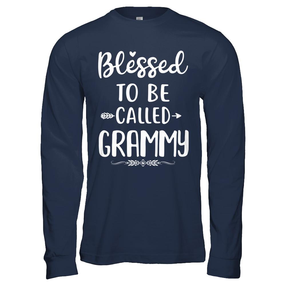 Funny Grandma Blessed To Be Called Grammy-T-Shirt & Hoodie-Long Sleeve T-Shirt-Navy