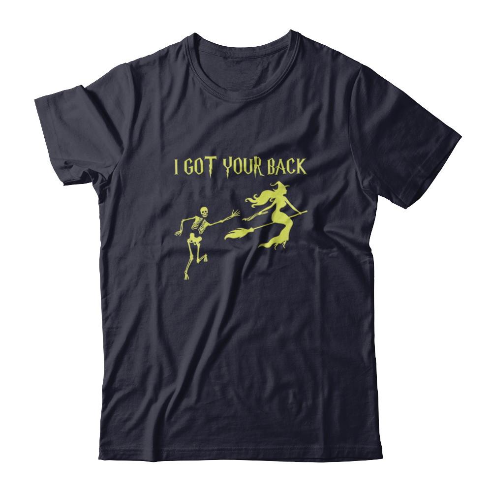Funny Witch Skeleton Halloween I Got Your Back-T-Shirt & Tank Top-Premium T-Shirt-Midnight Navy