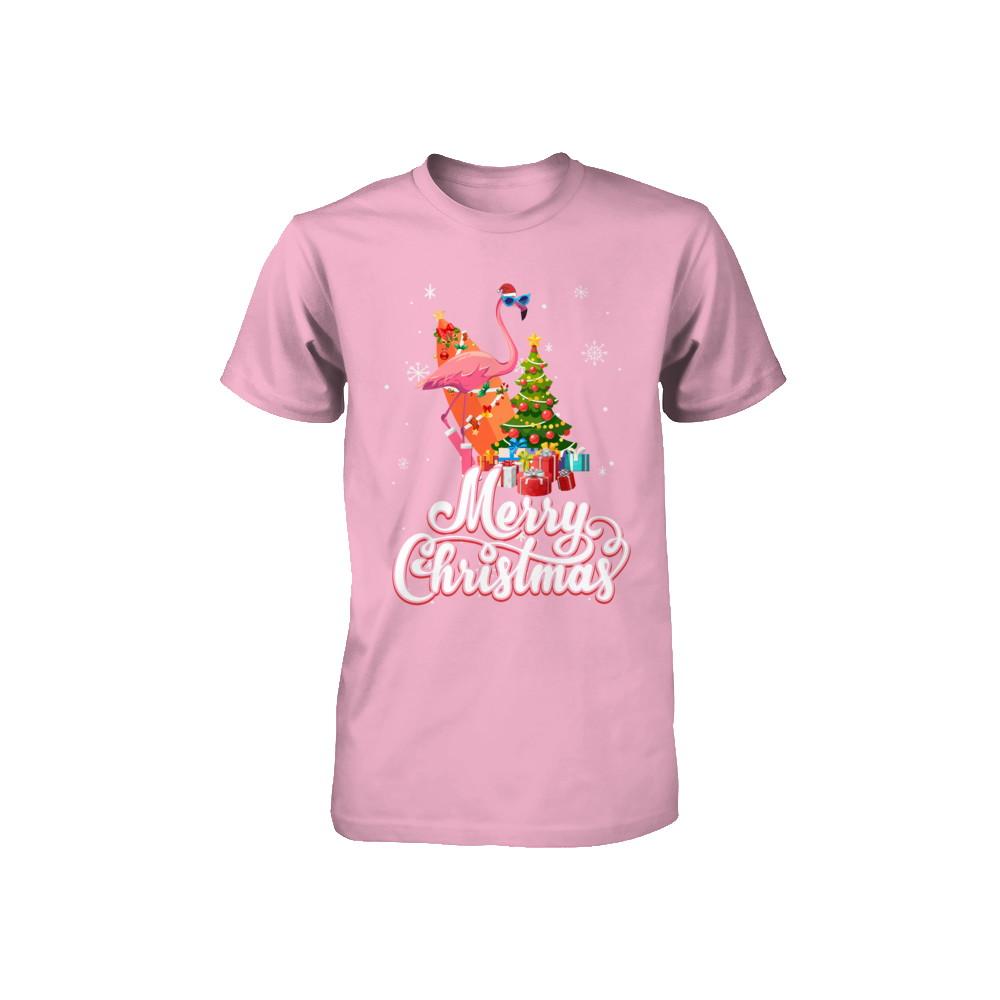 Flamingo Christmas Gift Merry Christmas Flamingo Youth-Youth Shirt-Toddler T-Shirt-Pink