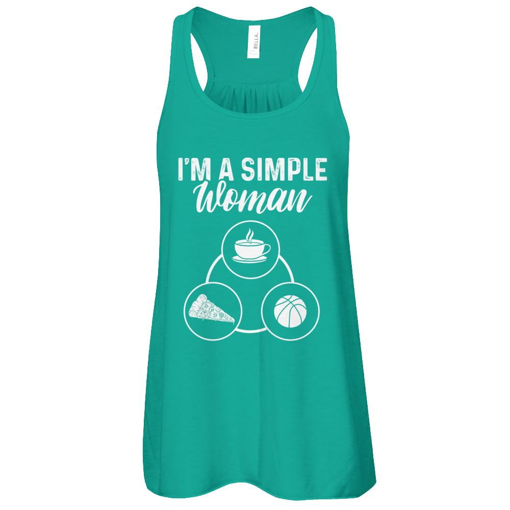 I'm A Simple Woman Coffee Pizza Basketball-T-Shirt & Tank Top-Women's Flowy Racerback Tank-Kelly