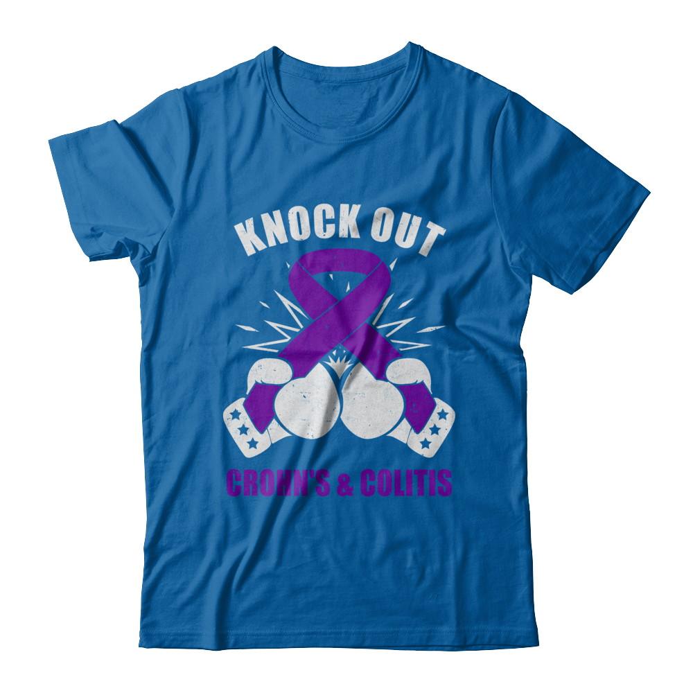 Boxing Knock Out Crohn's Colitis Awareness Support-T-Shirt & Hoodie-Classic T-Shirt-Royal