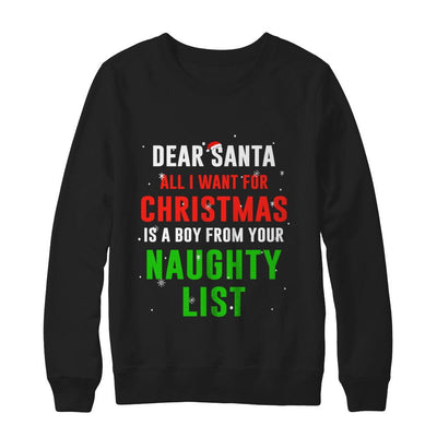 Dear Santa I Want For Christmas Is A Boy From Naughty List-T-Shirt & Sweatshirt-Crewneck Sweatshirt-Black