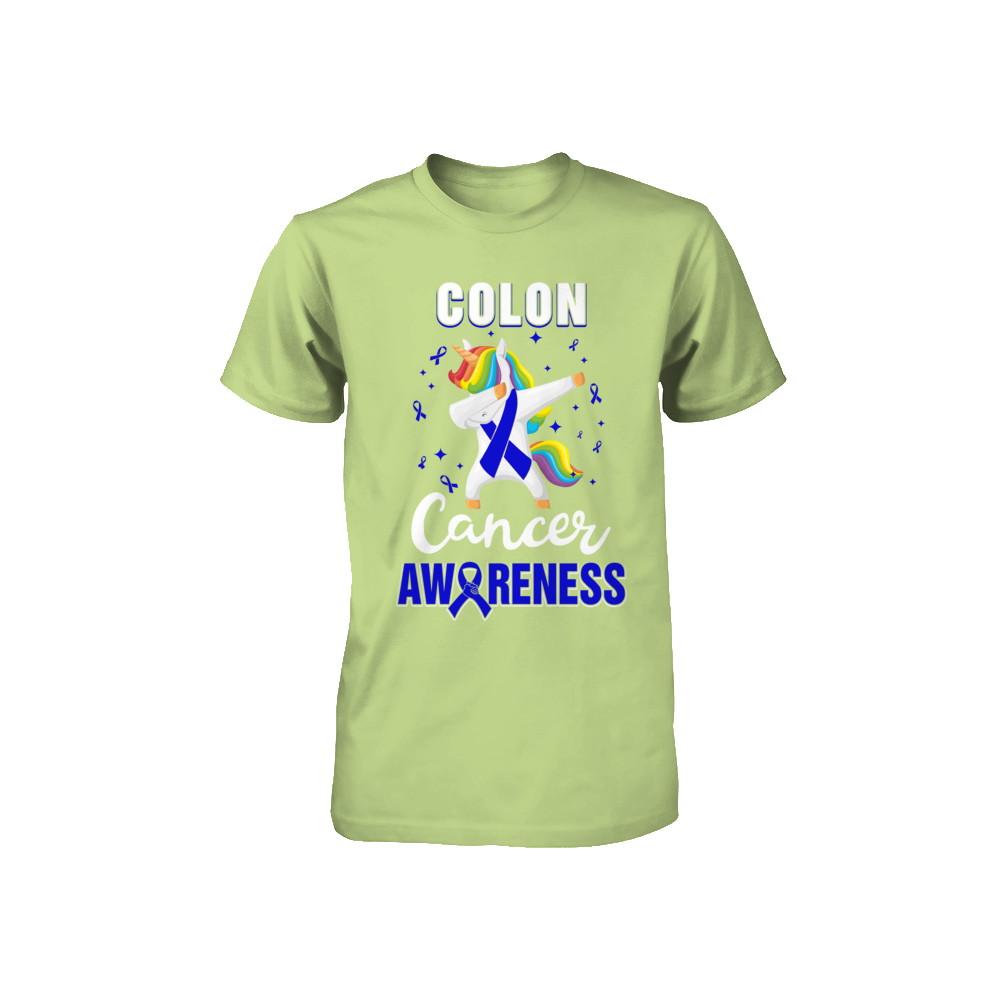 Inspirational Colon Cancer Awareness Unicorn Support Youth-Youth Shirt-Toddler T-Shirt-Key Lime