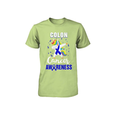 Inspirational Colon Cancer Awareness Unicorn Support Youth-Youth Shirt-Toddler T-Shirt-Key Lime