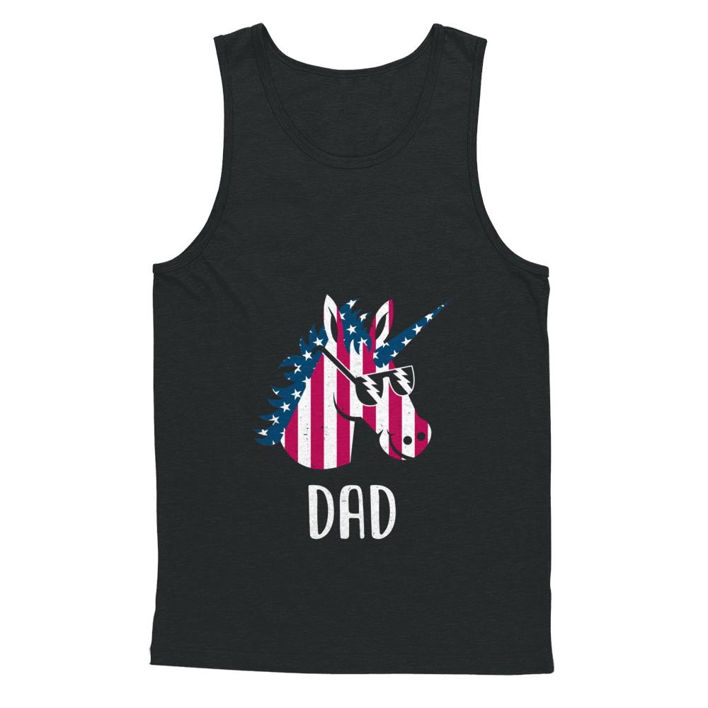 Patriotic Dad Daddy Unicorn Americorn 4Th Of July-T-Shirt & Hoodie-Unisex Tank-Black