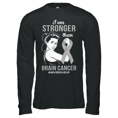 I Am Stronger Than Brain Cancer Awareness Support-T-Shirt & Hoodie-Long Sleeve T-Shirt-Black