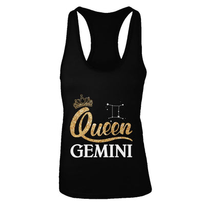 Queen Gemini Zodiac May June Birthday Gift-T-Shirt & Tank Top-Women's Ideal Racerback Tank-Black