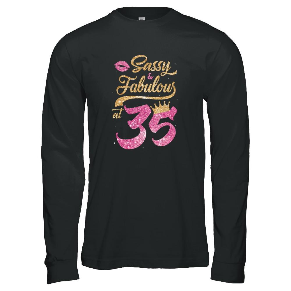 Sassy And Fabulous At 35th 1986 Birthday Gift-T-Shirt & Tank Top-Long Sleeve T-Shirt-Black