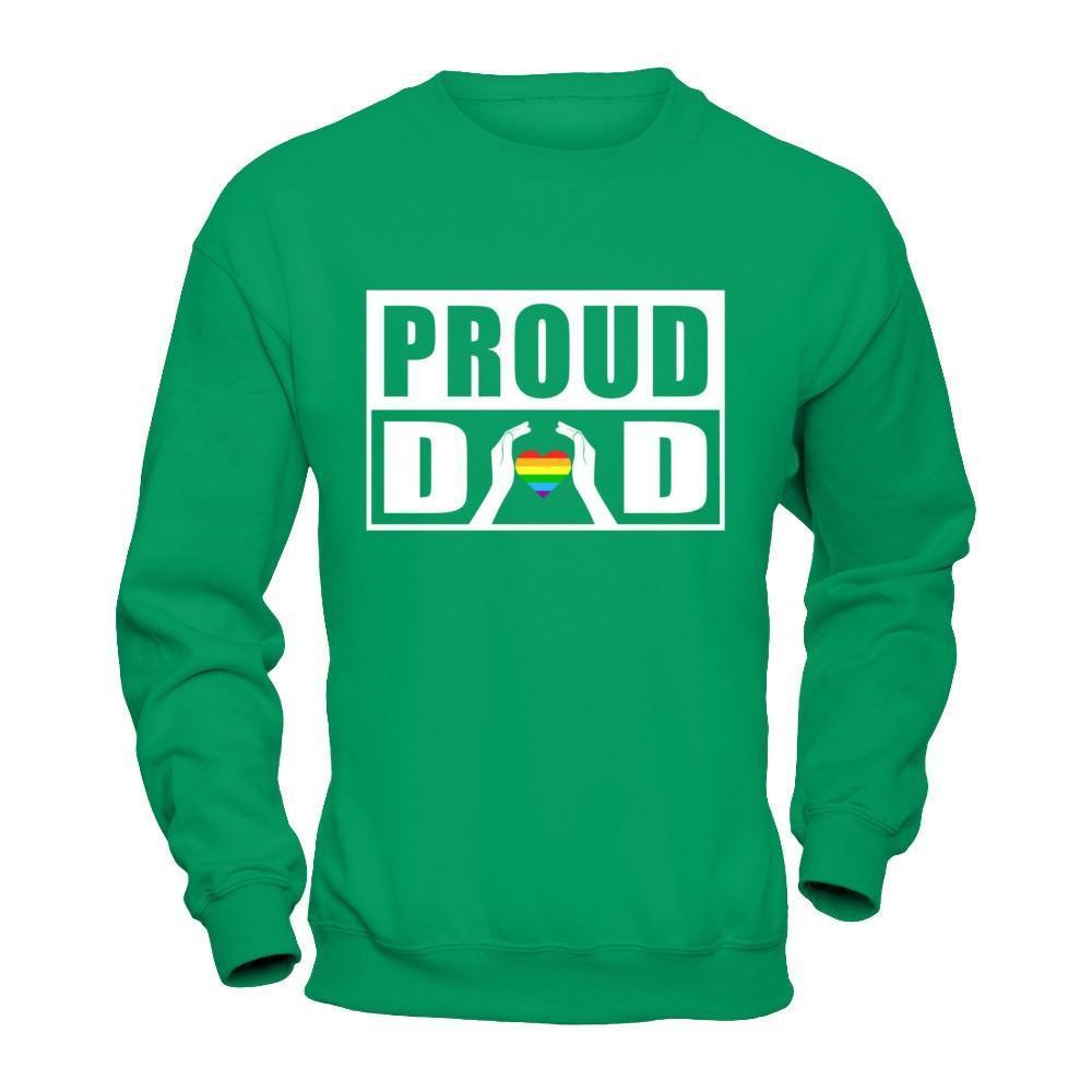 Proud Dad Lgbt Gay Lesbian Pride-T-Shirt & Hoodie-Crewneck Sweatshirt-Irish Green