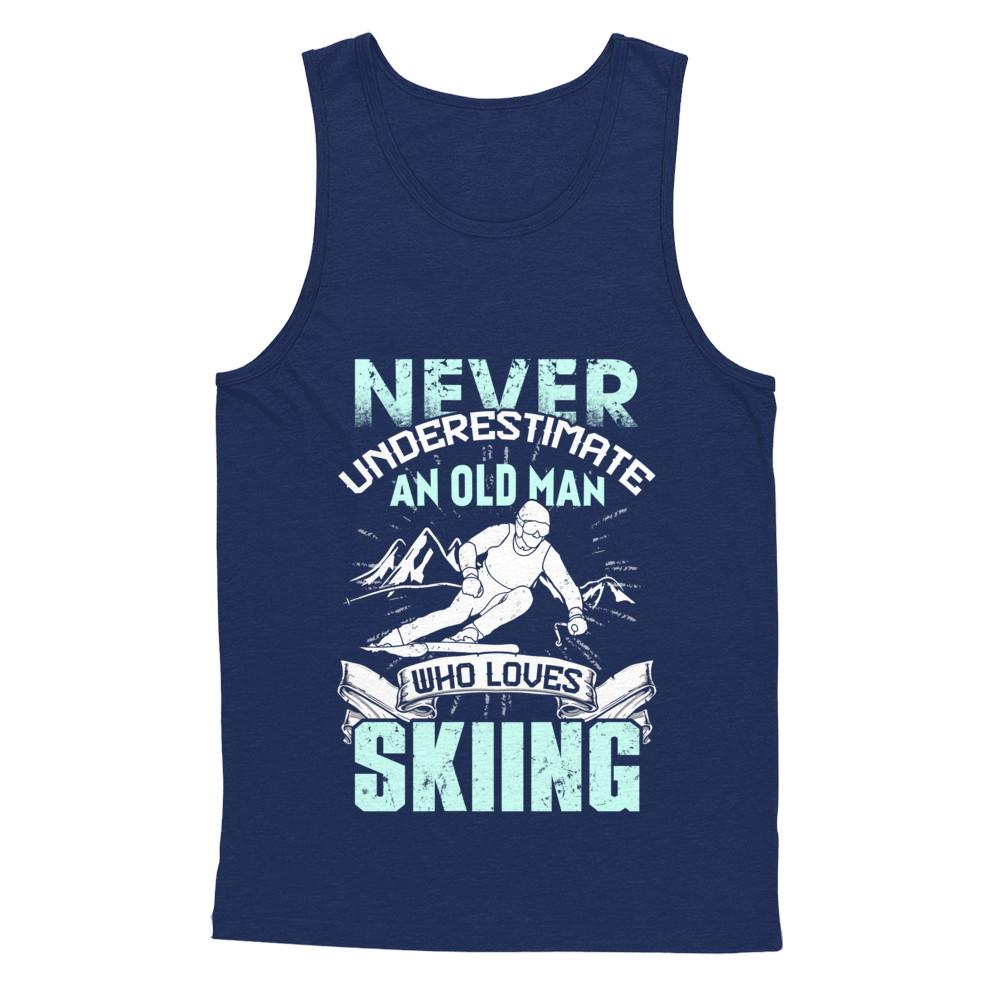 Never Underestimate An Old Man Who Loves Skiing-T-Shirt & Hoodie-Unisex Tank-Navy