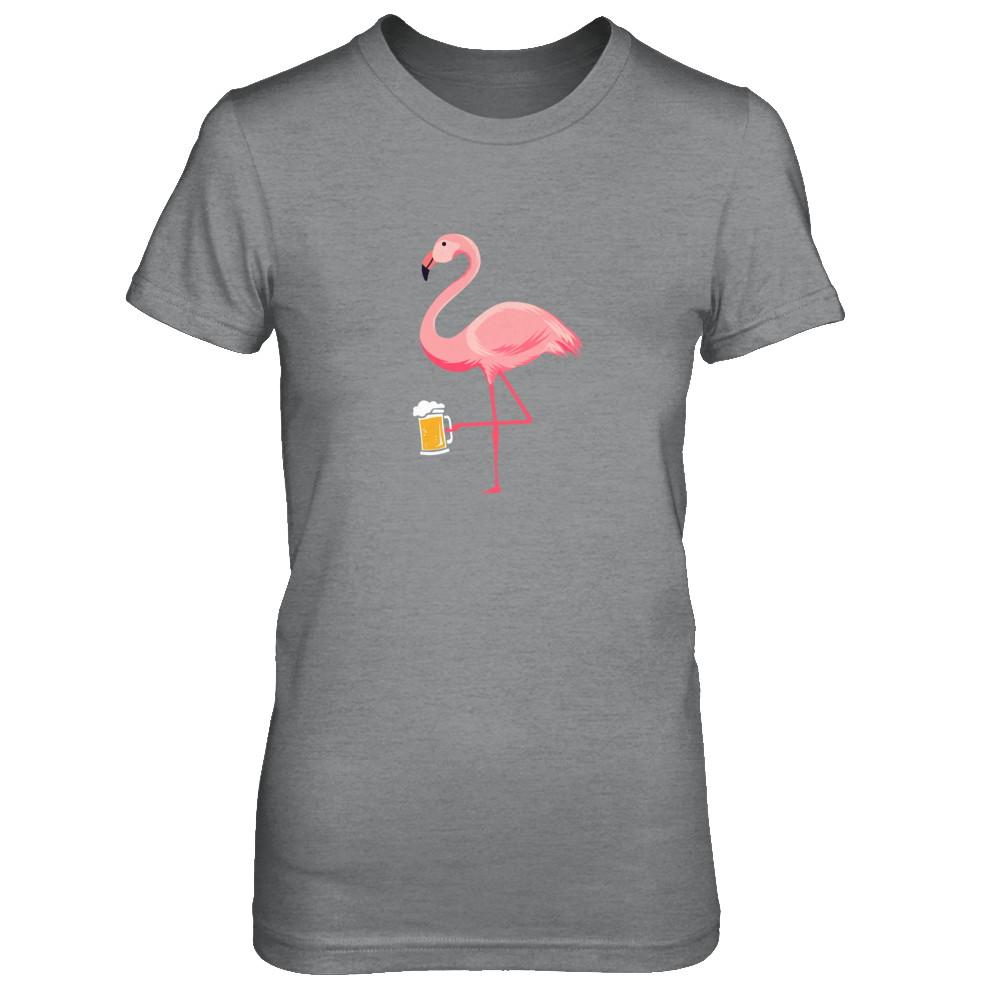 Beer Lover's Pink Flamingo Fun Party Beer-T-Shirt & Tank Top-Women's T-Shirt-Sport Grey