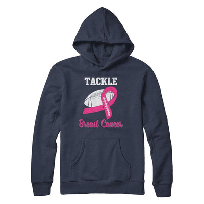Football Survivor Tackle Pink Breast Cancer Awareness-T-Shirt & Hoodie-Pullover Hoodie-Navy
