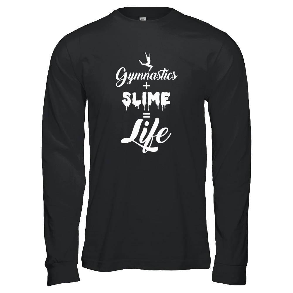Daughter Mom Gymnastics And Slime Is Life-T-Shirt & Tank Top-Long Sleeve T-Shirt-Black