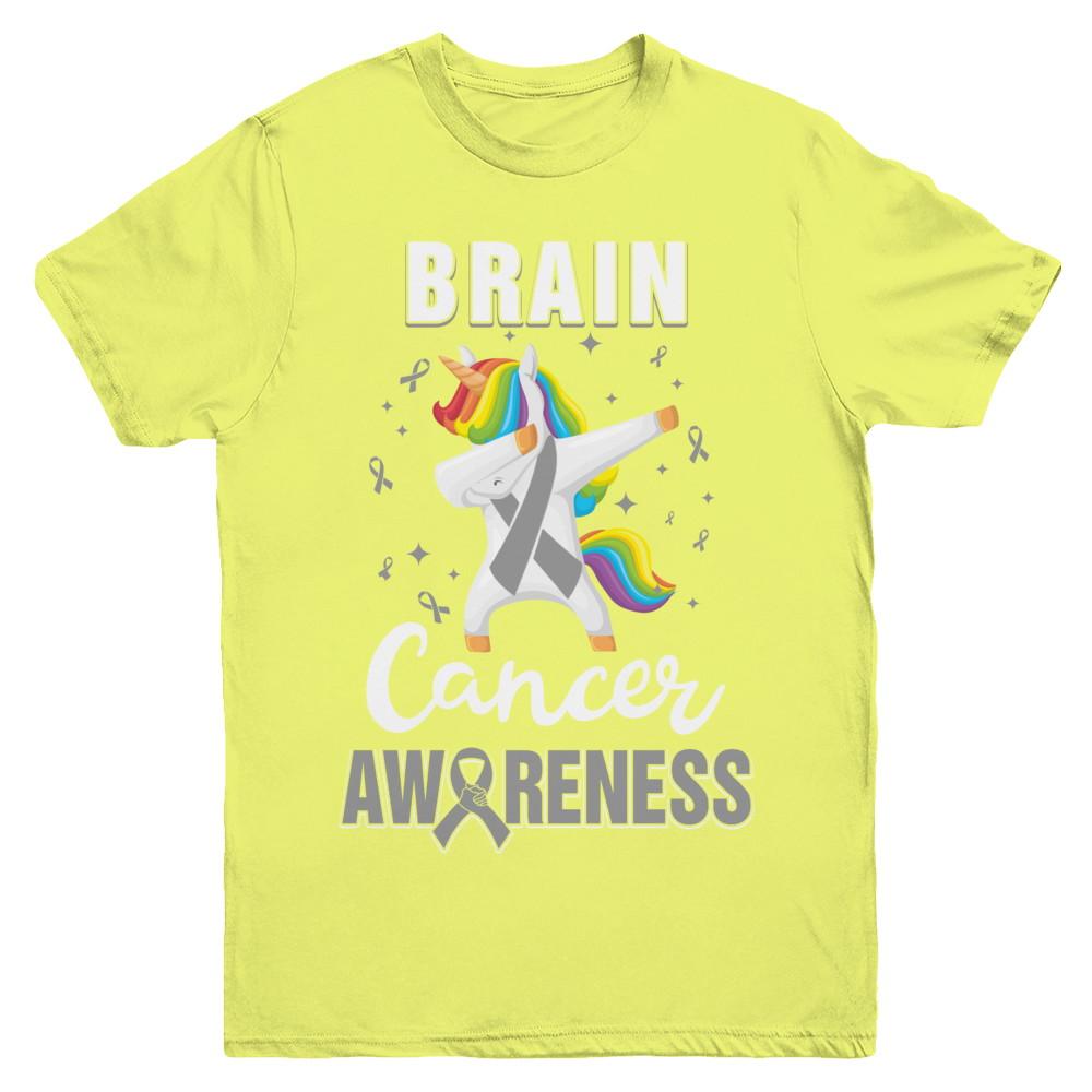 Inspirational Brain Cancer Awareness Unicorn Support Youth-Youth Shirt-Youth T-Shirt-Daisy