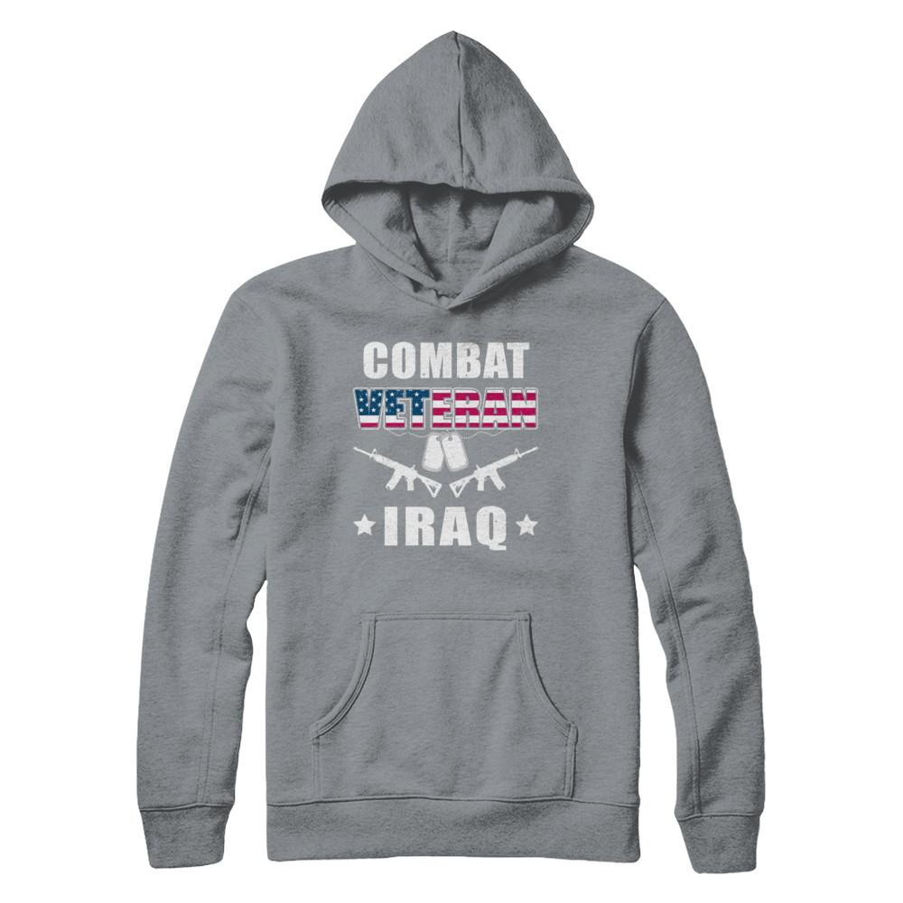 Combat Veteran Iraq-T-Shirt & Hoodie-Hanes - Heavyweight Pullover Hoodie-Light Steel