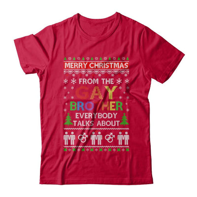 LGBT Merry Christmas From Gay Brother Ugly Christmas Sweater-T-Shirt & Sweatshirt-Classic T-Shirt-Red