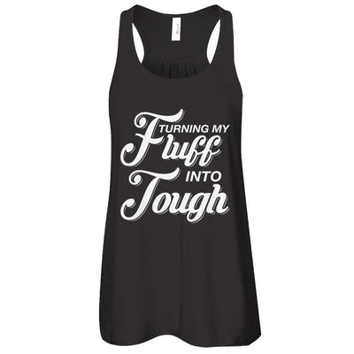 Turning Fluff Into Tough-T-Shirt & Tank Top-Women's Flowy Racerback Tank-Black
