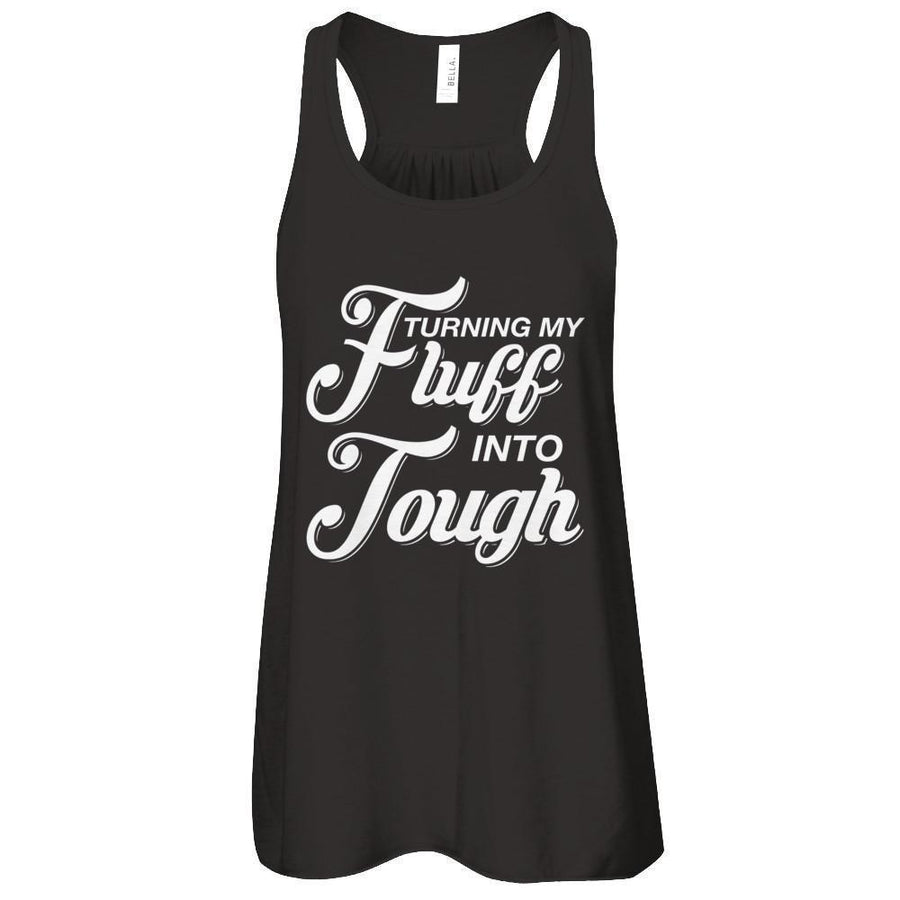 Turning Fluff Into Tough-T-Shirt & Tank Top-Women's Flowy Racerback Tank-Black