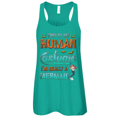 Mermaid Halloween My Human Costume I'm Really A Mermaid-T-Shirt & Tank Top-Women's Flowy Racerback Tank-Kelly