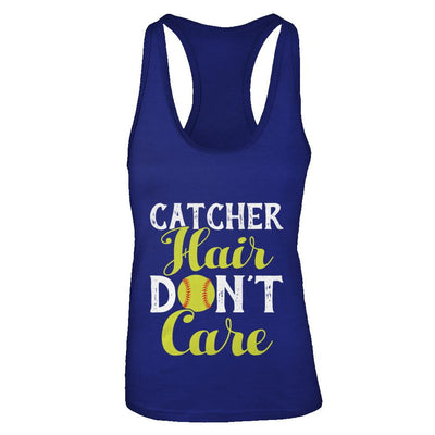 Catcher Hair Don't Care Softball-T-Shirt & Tank Top-Women's Ideal Racerback Tank-Royal