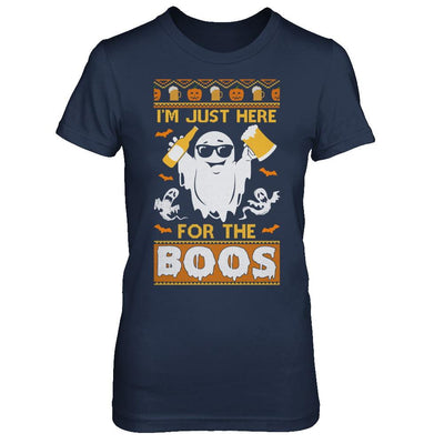 I'm Just Here For The Boos Halloween Ugly Sweater-T-Shirt & Hoodie-Women's T-Shirt-Navy