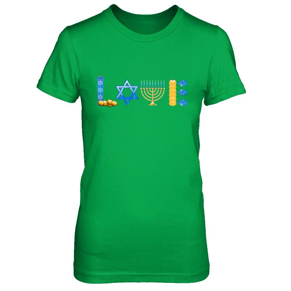 Jewish Love Happy Hanukkah Star Heart Gift-T-Shirt & Sweatshirt-Women's T-Shirt-Irish Green