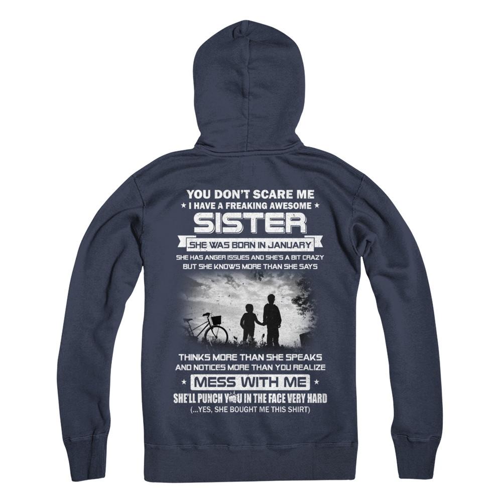 Freaking Awesome Sister She Was Born In January Brother-T-Shirt & Hoodie-Pullover Hoodie-Navy