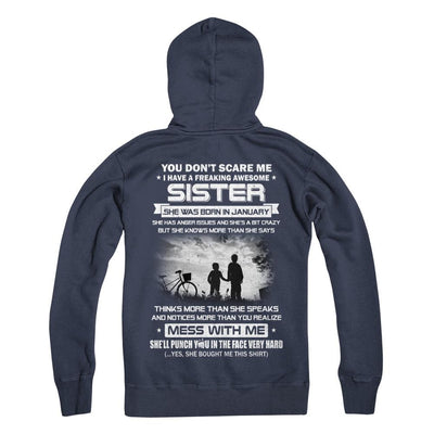 Freaking Awesome Sister She Was Born In January Brother-T-Shirt & Hoodie-Pullover Hoodie-Navy