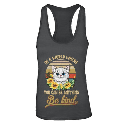 In A World Where You Can Be Anything Be Kind Cat Sunflow-T-Shirt & Tank Top-Women's Ideal Racerback Tank-Black
