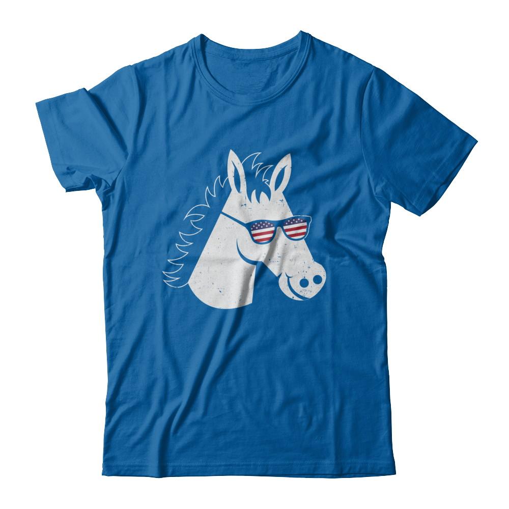 July 4Th Patriotic USA American Flag With Horse-T-Shirt & Hoodie-Classic T-Shirt-Royal