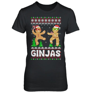 Ginjas Gingerbread Ninjas Funny Ugly Christmas Sweater-T-Shirt & Sweatshirt-Women's T-Shirt-Black