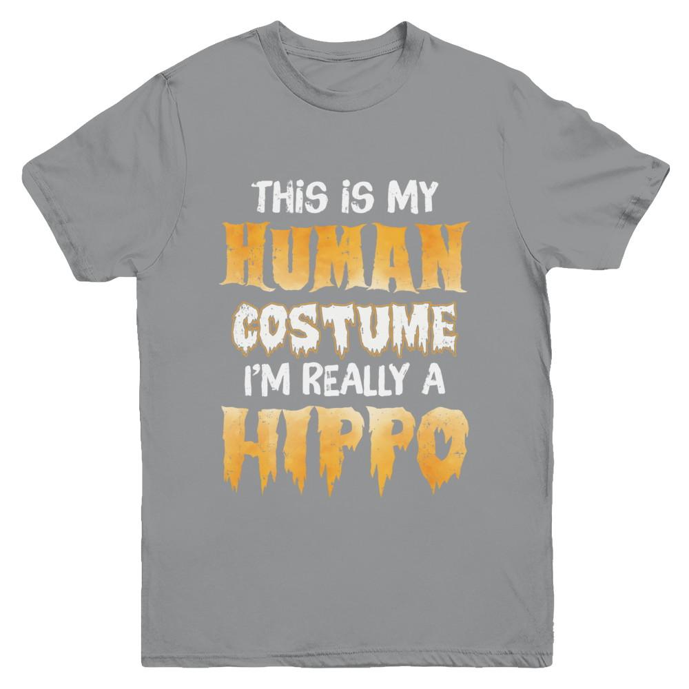 This Is My Human Costume Hippo Halloween Youth-Youth Shirt-Youth T-Shirt-Sport Grey