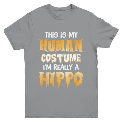 This Is My Human Costume Hippo Halloween Youth-Youth Shirt-Youth T-Shirt-Sport Grey