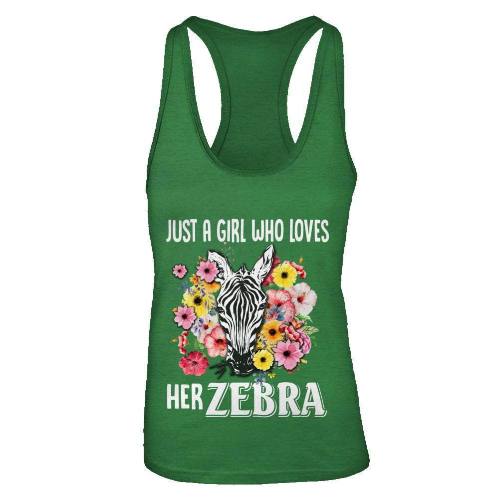 Just A Girl Who Loves Her Zebra-T-Shirt & Tank Top-Women's Ideal Racerback Tank-Kelly Green