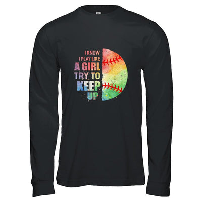 Yeah I Play Like A Girl Softball Girl-T-Shirt & Hoodie-Long Sleeve T-Shirt-Black