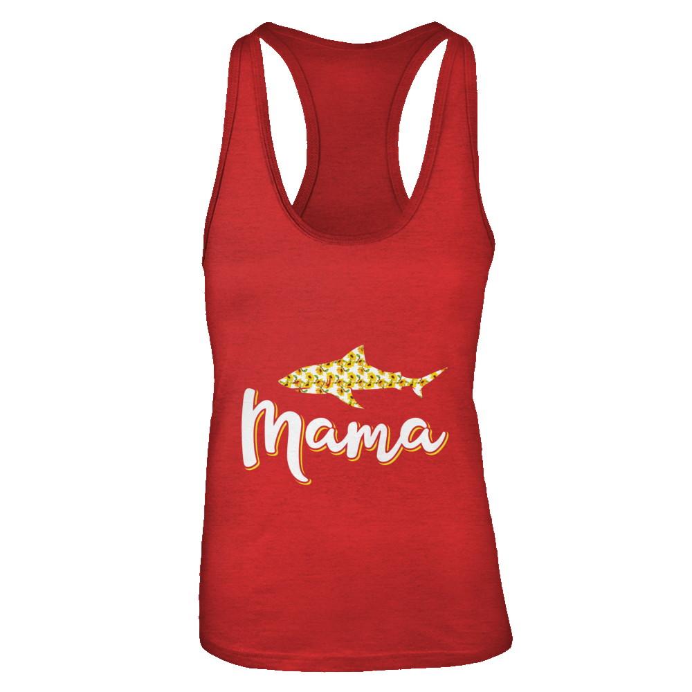 Sunflower Mama Shark Flowers Mothers Day Gift-T-Shirt & Tank Top-Women's Ideal Racerback Tank-Red