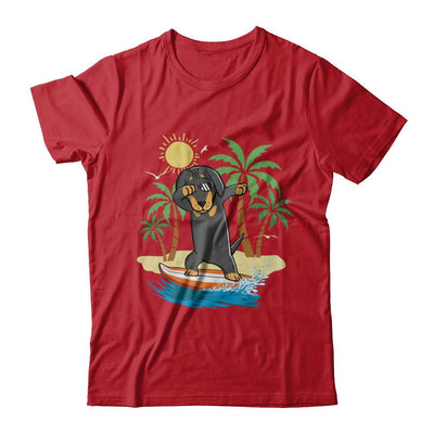 Summer Vacation Dabbing Dachshund Surfing Surfboard Gift-T-Shirt & Hoodie-Classic T-Shirt-Red