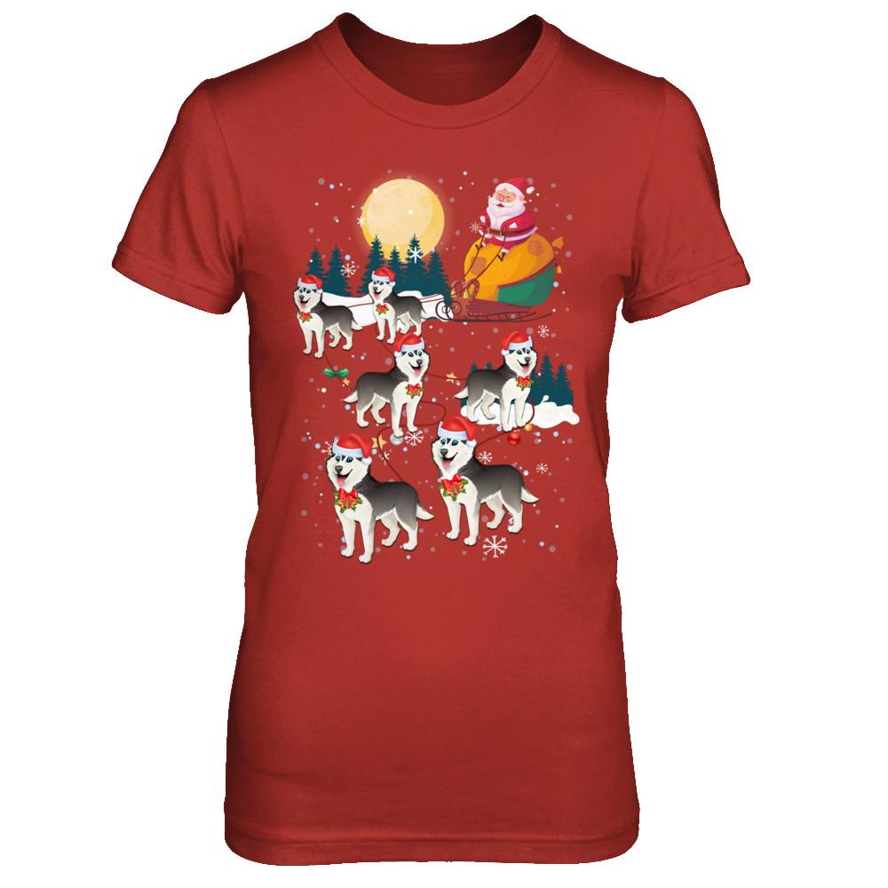 Dog Reindeer Siberian Husky Christmas Gift-T-Shirt & Sweatshirt-Women's T-Shirt-Red