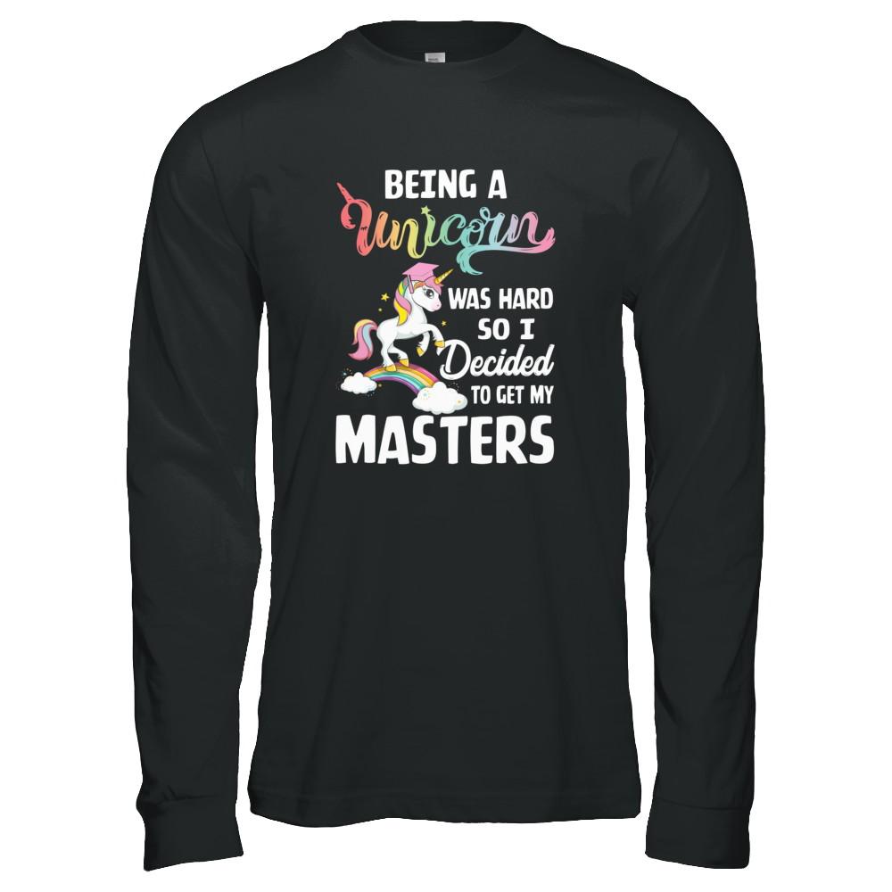 Funny Unicorn Masters Degree Graduation Graduate Gift-T-Shirt & Tank Top-Long Sleeve T-Shirt-Black